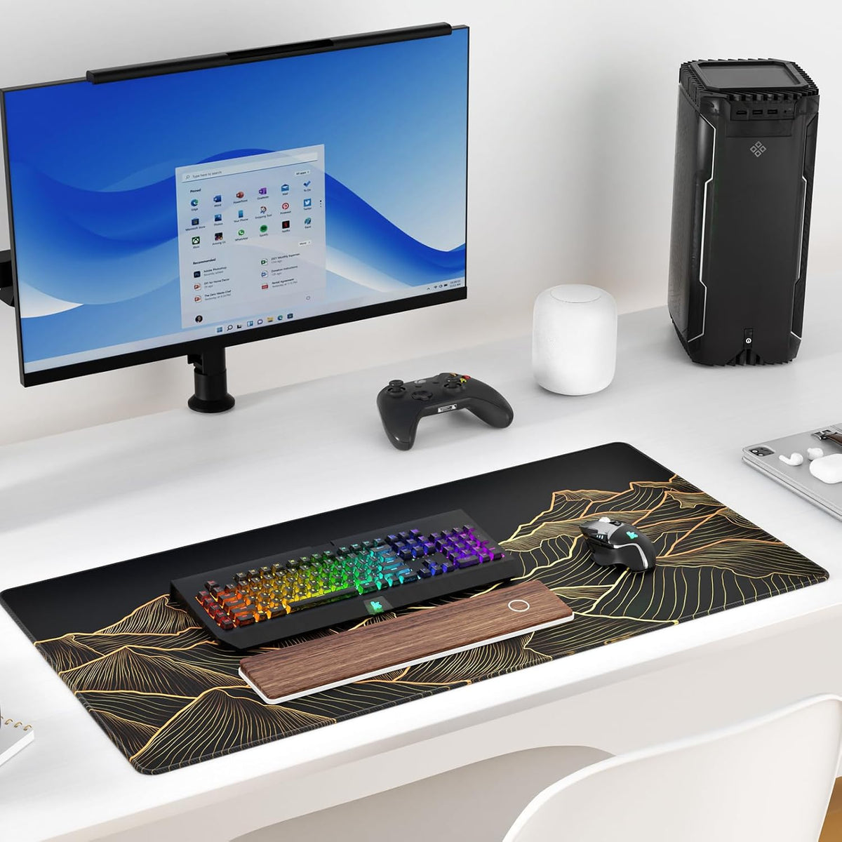 KTRIO Large Gaming Mouse Pad Desk Mat for Gamer, 31.5" x 11.8", Black, XL | Extended Size Design, Superior Micro-Weave Cloth, Non-Slip Rubber Base, Durable Stitched Edges, Water-Resistant Coating