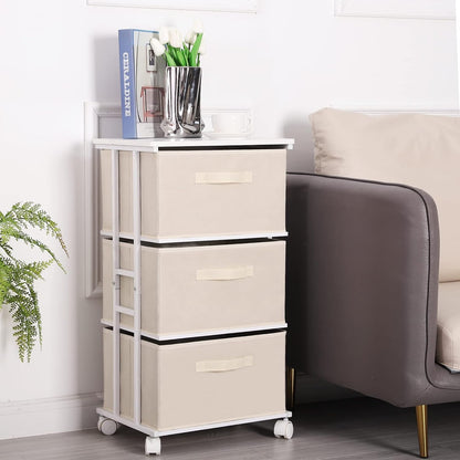 Dresser Storage with 3 Drawers, Fabric Dresser Tower, Vertical Storage Unit for Bedroom, Closet, Office, Black