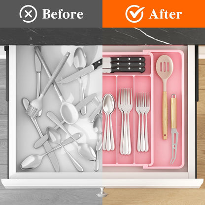 Expandable Silverware Drawer Organizer, Kitchen Utensil Tray