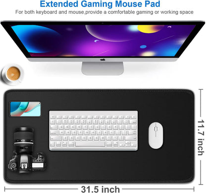 Large Gaming Mouse Pad, 31.5x15.7 inch Large Extended Computer Keyboard Mouse Mat, Water Resist Non-Slip Mousepad Rubber Base Long XXL Desk Mouse Pad for Work & Gaming, Office & Home, Black