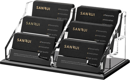 Black Business Card Holder for Desk 1 Slot Clear Acrylic Horizontal