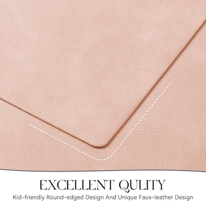 MOSAYT Vinyl Placemats Set of 6-12 X 17 Inch - Faux Leather 100% Waterproof Oil-Proof Wipeable PU Place Mats, Heat Resistant Reversible Table Mats for Kitchen, Dining, Outdoor, Reddish Brown
