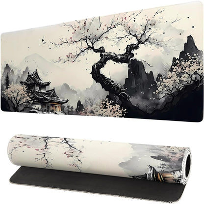 Japanese Mouse Pad, Large Japanese Desk Mat, XL Anime Gaming Keyboard Mat, Non-Slip Rubber Base, Big Extended Desk Protector for Home Office, 31.5”x11.8”