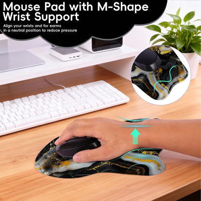 Wrist Support Mouse Pad Anti Slip Rubber Wrist Rest Mousepad 9in X 8in Small Desktop Notebook Mouse Mat for Working and Gaming (M-Pink Floral)