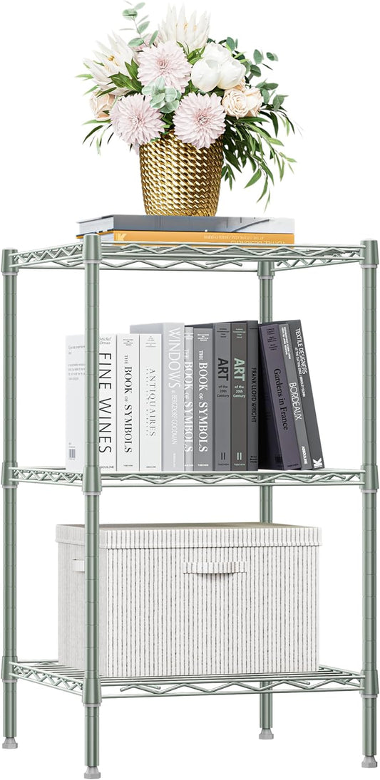 M MZG 450 lbs Steel Storage Shelving 3-Tier Utility Shelving Unit Steel Organizer Wire Rack for Home,Kitchen,Office (11.8" D x 17.7" W x 26.3" H) - Colors B