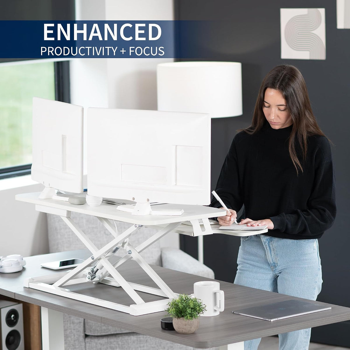 Black 32 in Standing Desk Converter, DESK-V000K