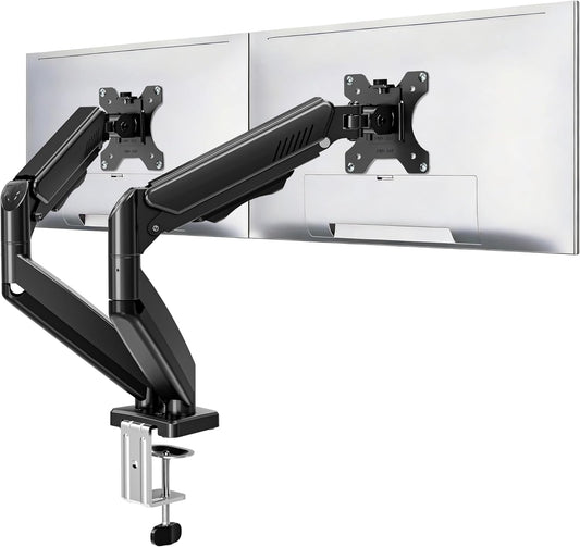 Dual Monitor Stand fits up to 32 inch, 4.4-19.8 lbs Computer Screens, Dual Monitor Desk Mount Height Adjustable, Monitor Arms for 2 Monitors, Home Office VESA Mounts, Freelift White