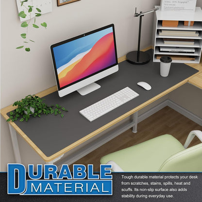 K KNODEL Large Office Leather Desk Mat, Mouse and Keyboard Pad, Computer and Laptop Mat, Desktop Protector and Cover, Writing Pad and Blotter (31.5"x15.7", Black)