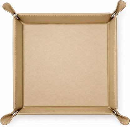 Small Valet Tray, Jewelry Tray for Rings Watches Earrings, Entryway Catchall Caddy for Coins Keys Change, Nightstand Bedside Valet Holder, Trays for Electronic Gadgets, Beige - Colors A