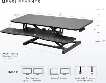 Black 32 in Standing Desk Converter, DESK-V000K