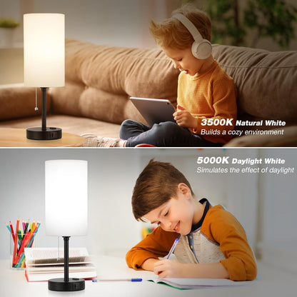 Dicoool Bedside Table Lamp for Bedroom - Small Desk Lamp with USB Ports