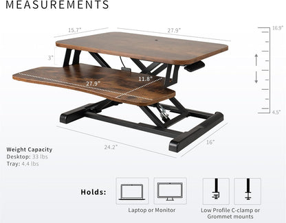 Black 32 in Standing Desk Converter, DESK-V000K