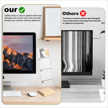 Monitor Memo Board with Removable Wooden Base Acrylic Portable Sticky Note Holder, It is Okay to Acrylic Message Board Sign, Office Desk Desk Set Sticky Notes 100 Sheets