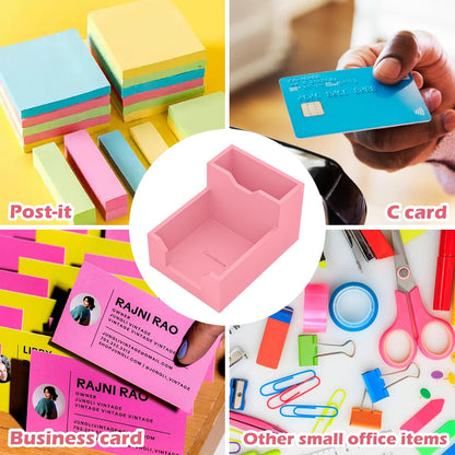Black Sticky Note Holder, Silicone Memo Holder with Pen or Card Slots, Sticky Note Dispenser, Fits 3x3 Inches Sticky Notes
