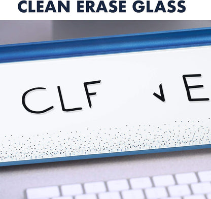 Quartet Glass Dry Erase White Board, Desktop Computer Pad for Notetaking, 18" x 6" Whiteboard, Clean Erase Surface with Storage, 1 Dry Erase Marker, White Surface (GDP186)