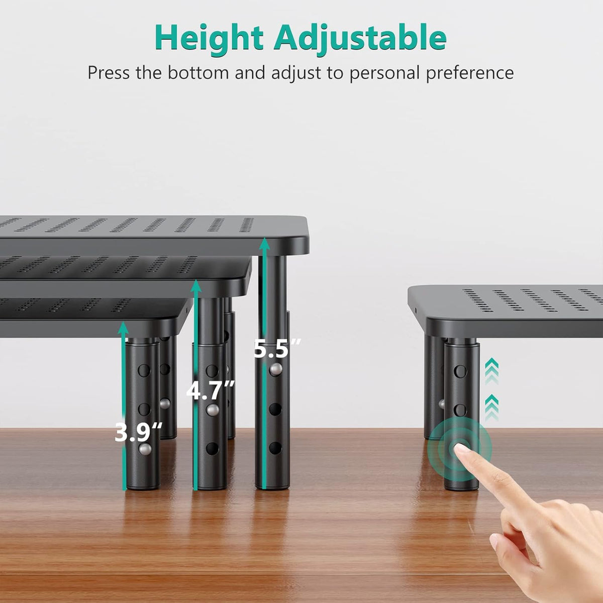 WALI Monitor Stand Riser with Drawer, Desk Organizers and Accessories for Computer, Printer, Laptop Stand for Home Office Supplies, (PTT005-B), 1 Pack, Black