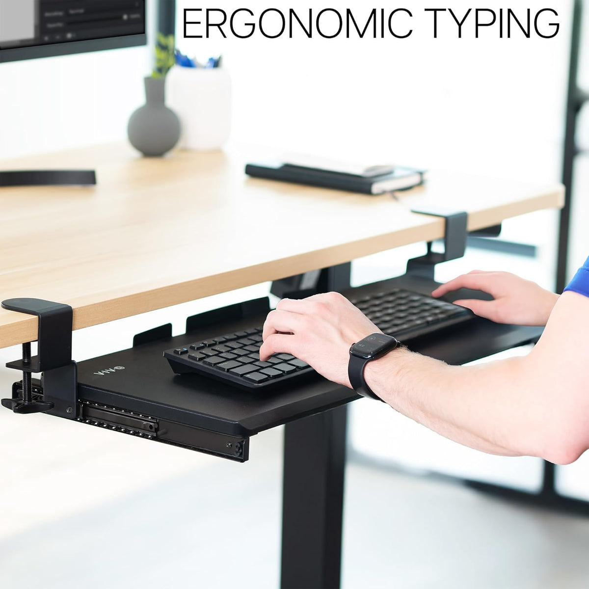 VIVO Extra Long Clamp-on Computer Keyboard and Mouse Under Desk Slider Tray, 34 x 11 inch Pull Out Platform Drawer, Black, MOUNT-KB15EB