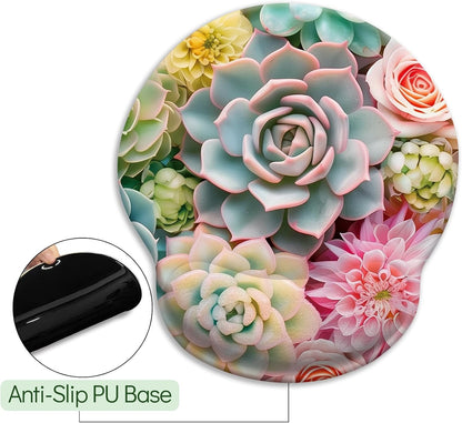 LIMKRIAN Cat Ergonomic Mouse Pad with Wrist Rest, Gaming Mouse Pad with Wrist Support, Funny Mouse Pads for Desk, Computer Mousepad with Non-Slip Pain Relief PU Base, Cute Office Desk Accessories - Colors B