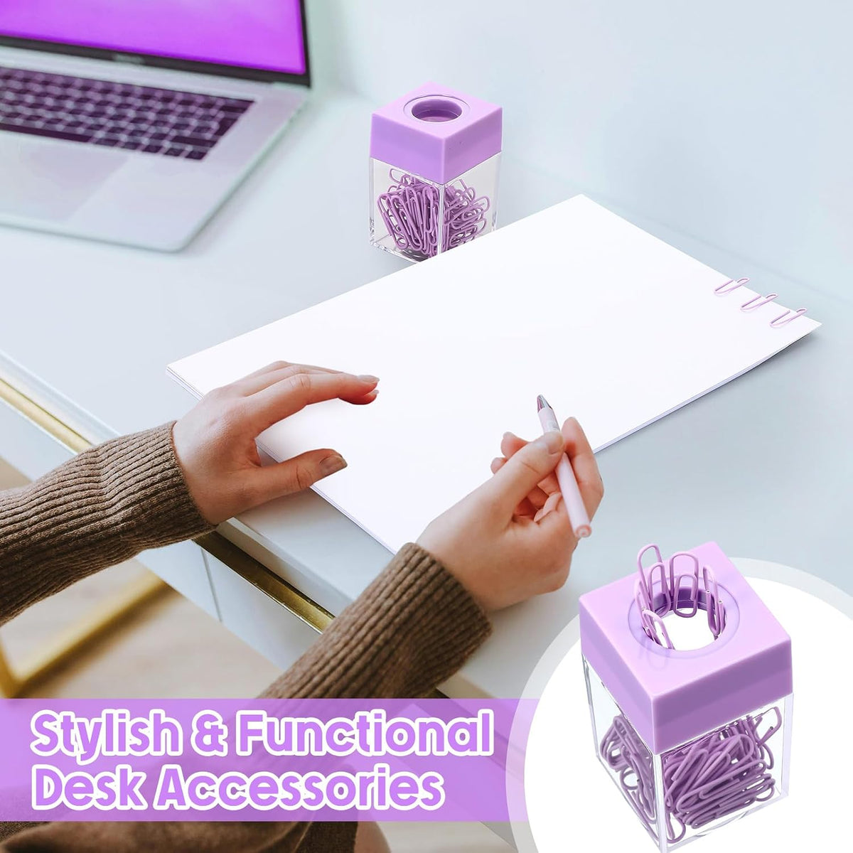 Outus 4 Pieces Magnetic Paper Clip Dispenser Holder Paperclip Dispenser for Desk, School, Office(Black)