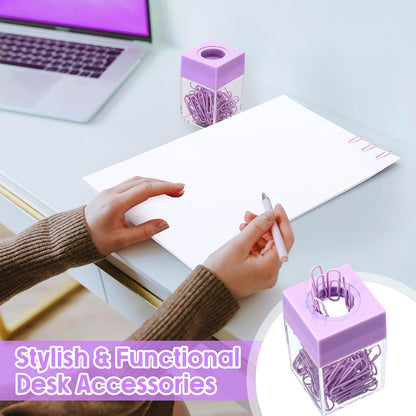 Outus 4 Pieces Magnetic Paper Clip Dispenser Holder Paperclip Dispenser for Desk, School, Office(Black)