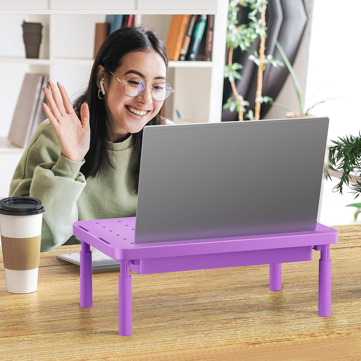 WALI Monitor Stand Riser with Drawer, Desk Organizers and Accessories for Computer, Printer, Laptop Stand for Home Office Supplies, (PTT005-B), 1 Pack, Black