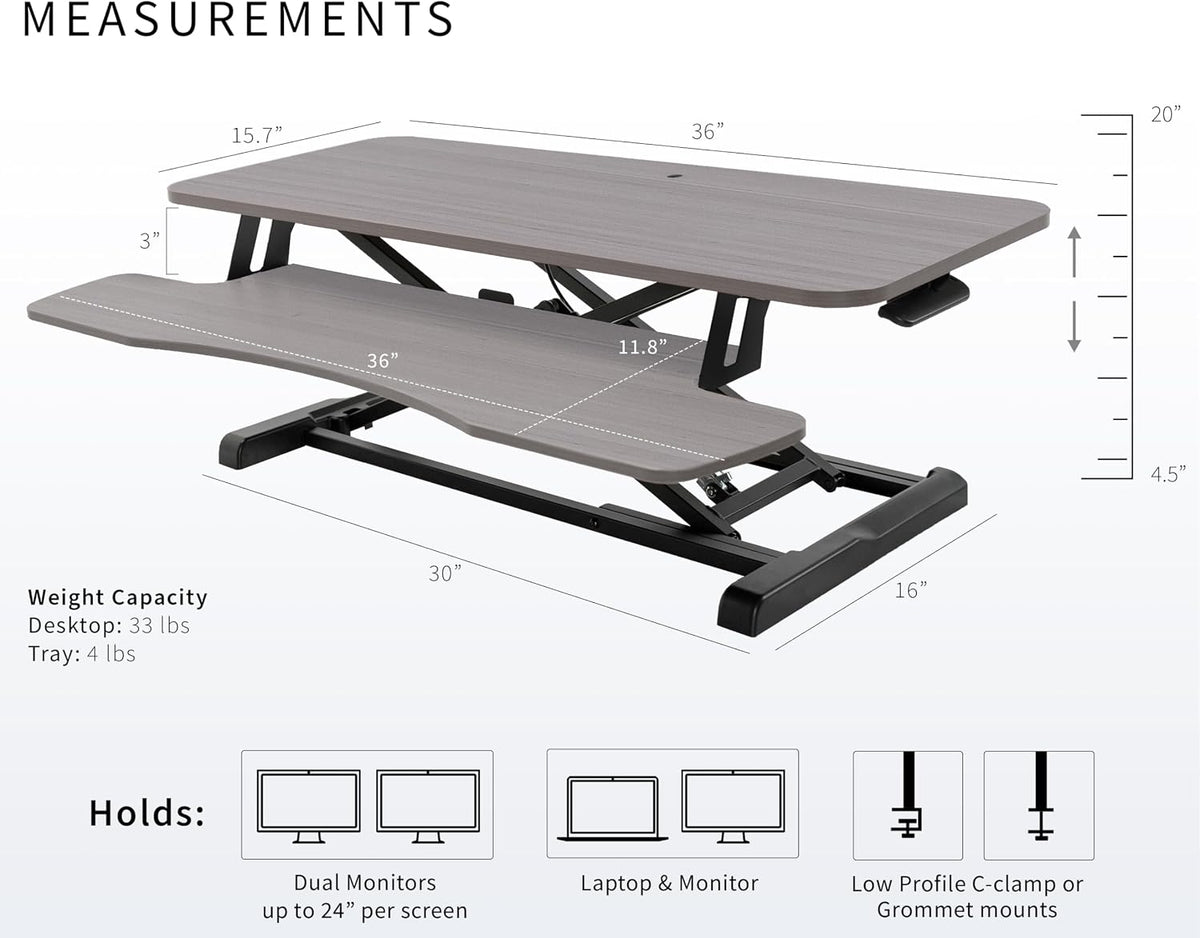 Black 32 in Standing Desk Converter, DESK-V000K