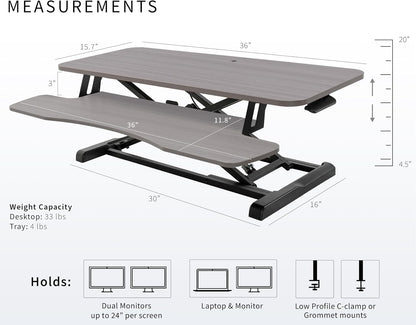 Black 32 in Standing Desk Converter, DESK-V000K
