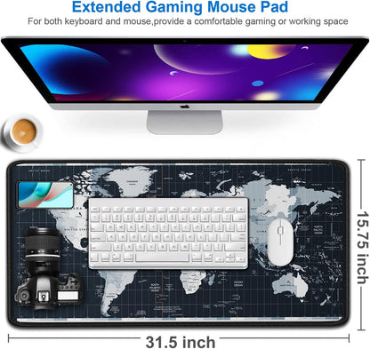Large Gaming Mouse Pad, 31.5x15.7 inch Large Extended Computer Keyboard Mouse Mat, Water Resist Non-Slip Mousepad Rubber Base Long XXL Desk Mouse Pad for Work & Gaming, Office & Home, Black