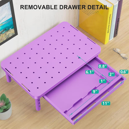 WALI Monitor Stand Riser with Drawer, Desk Organizers and Accessories for Computer, Printer, Laptop Stand for Home Office Supplies, (PTT005-B), 1 Pack, Black