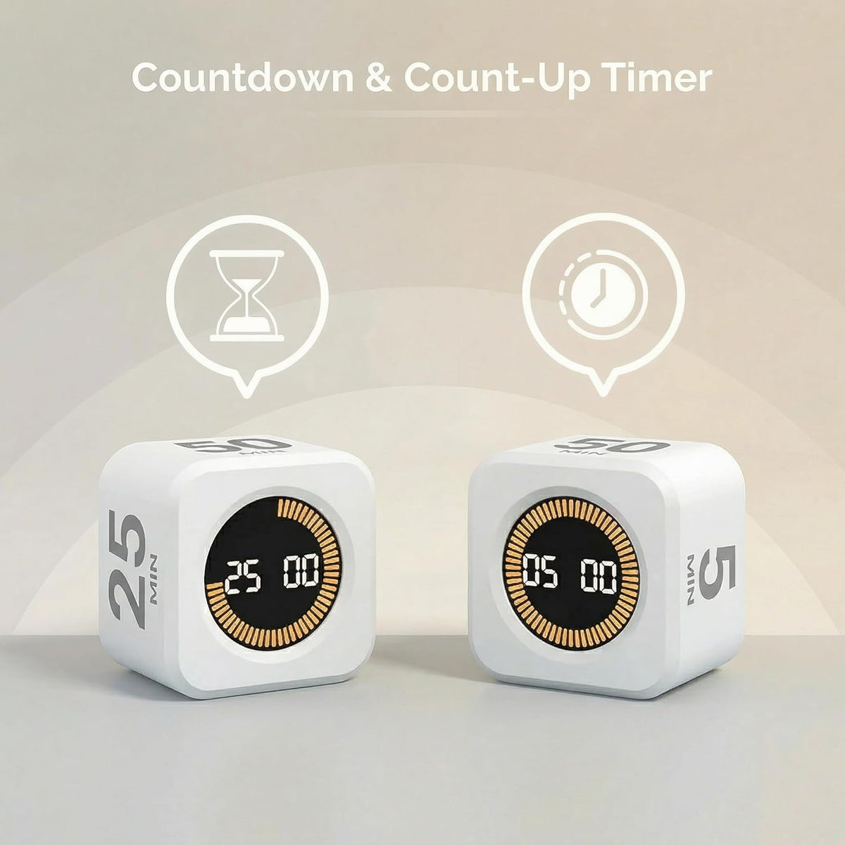 KADAMS Pomodoro Cube Timer Productivity Visual Timer - 5/10/25/50 Min Rotating Countdown (1, Green)