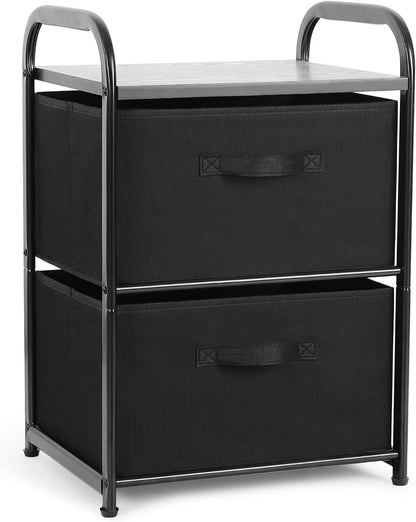 Dresser Storage with 3 Drawers, Fabric Dresser Tower, Vertical Storage Unit for Bedroom, Closet, Office, Black