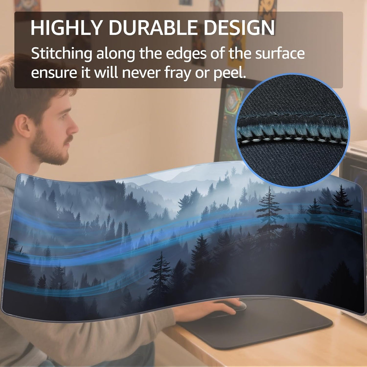 KTRIO Large Gaming Mouse Pad Desk Mat for Gamer, 31.5" x 11.8", Black, XL | Extended Size Design, Superior Micro-Weave Cloth, Non-Slip Rubber Base, Durable Stitched Edges, Water-Resistant Coating