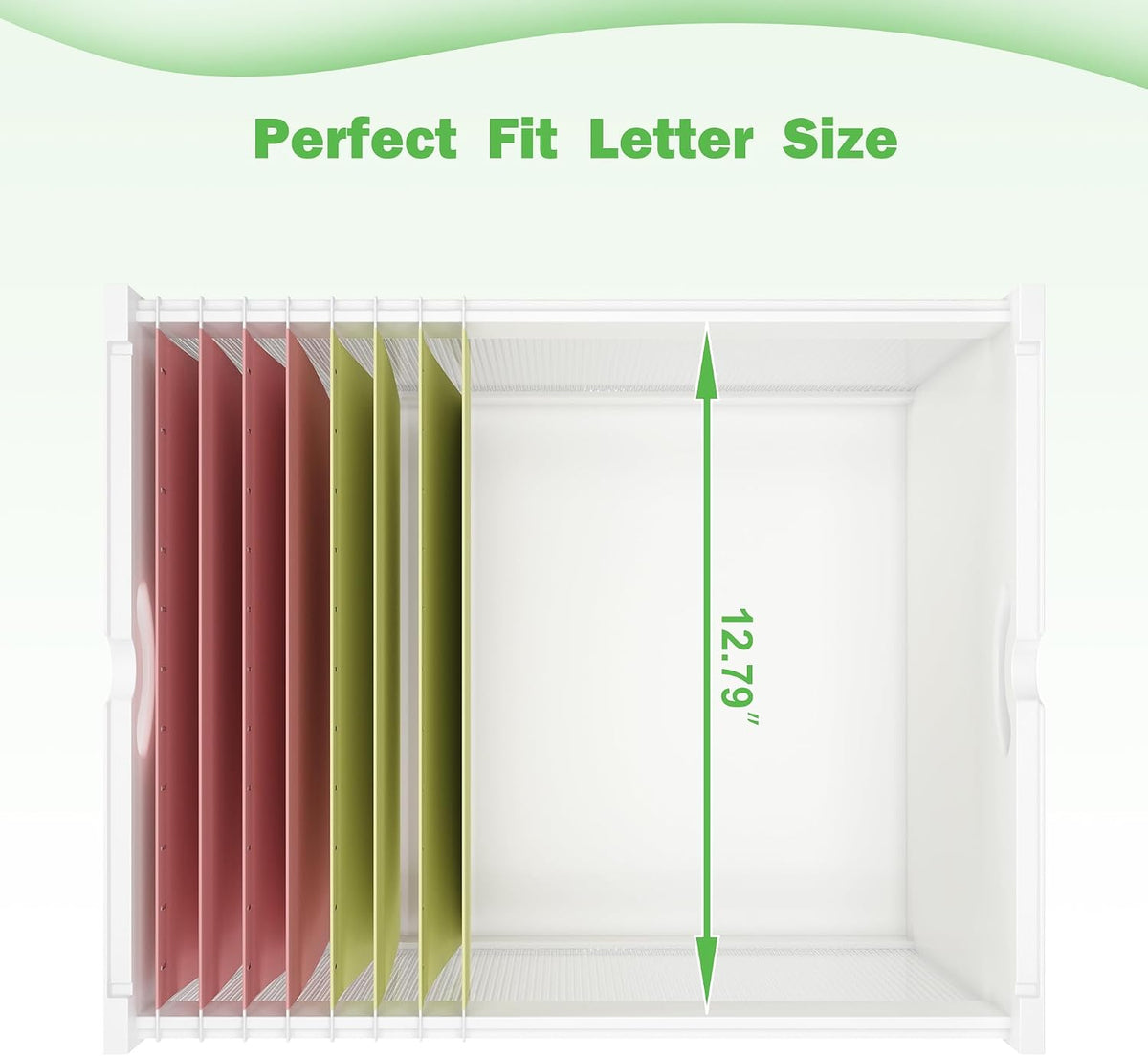 Hanging File Box Organizer for Letter Size, Bamboo Acrylic File Folder Storage with Lid Clear Moving Boxes Wooden with Handle Desktop Wood Filing Holder for Office Banker Document White 1 Pack