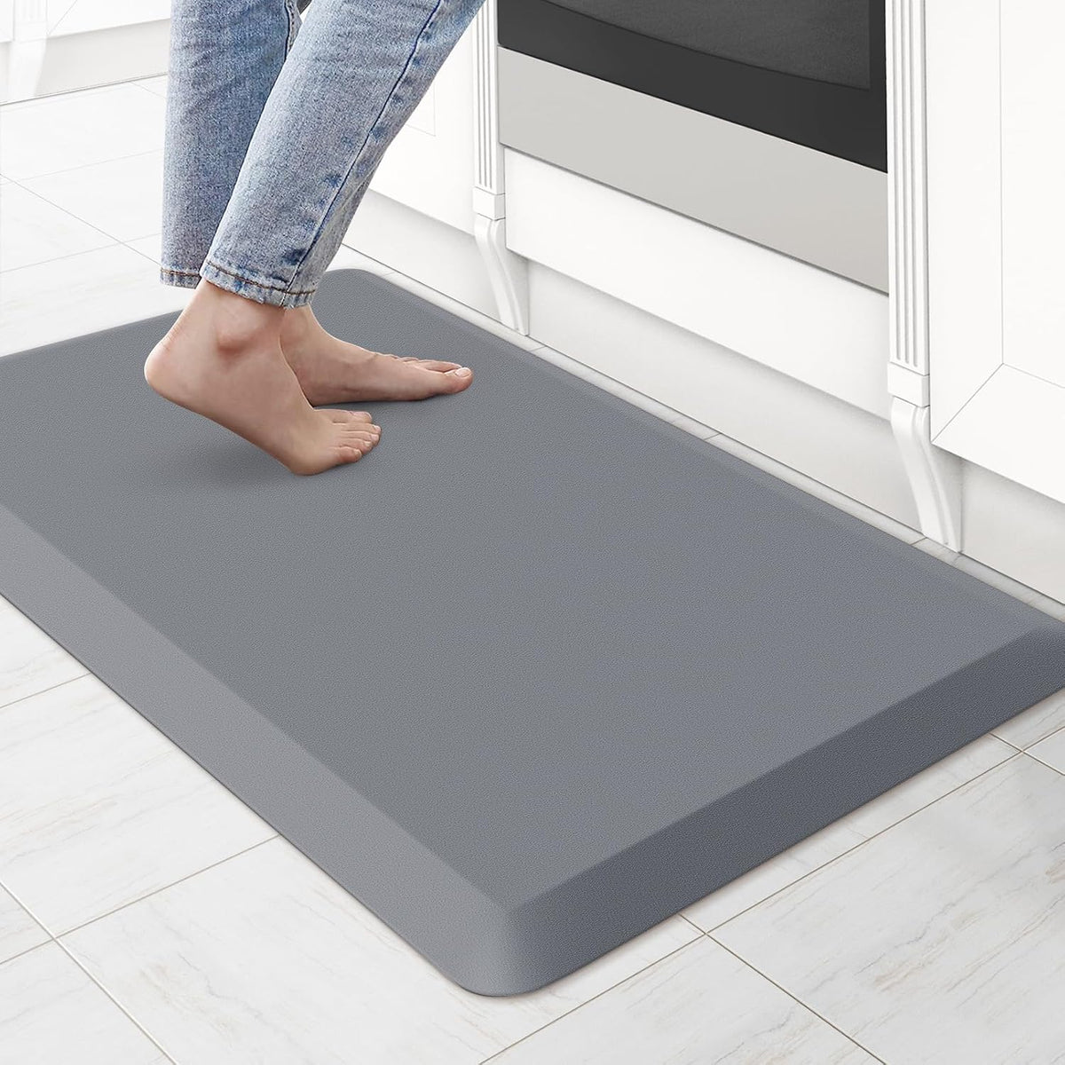 KitchenClouds Kitchen Mat Cushioned Anti Fatigue Rug 17.3"x28" Water Resistant, Non Slip, Standing and Comfort Desk/Floor Mats for House Sink Office (Black)