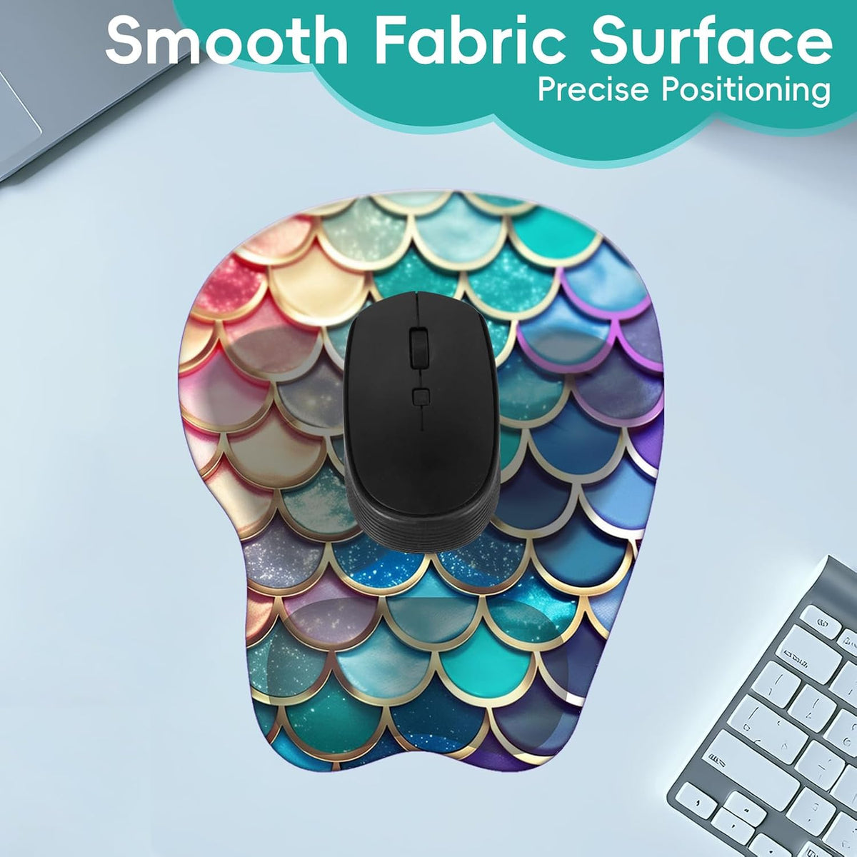 Wrist Support Mouse Pad Anti Slip Rubber Wrist Rest Mousepad 9in X 8in Small Desktop Notebook Mouse Mat for Working and Gaming (M-Pink Floral)