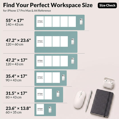 Large Desk Mat, 47" x 17", Black