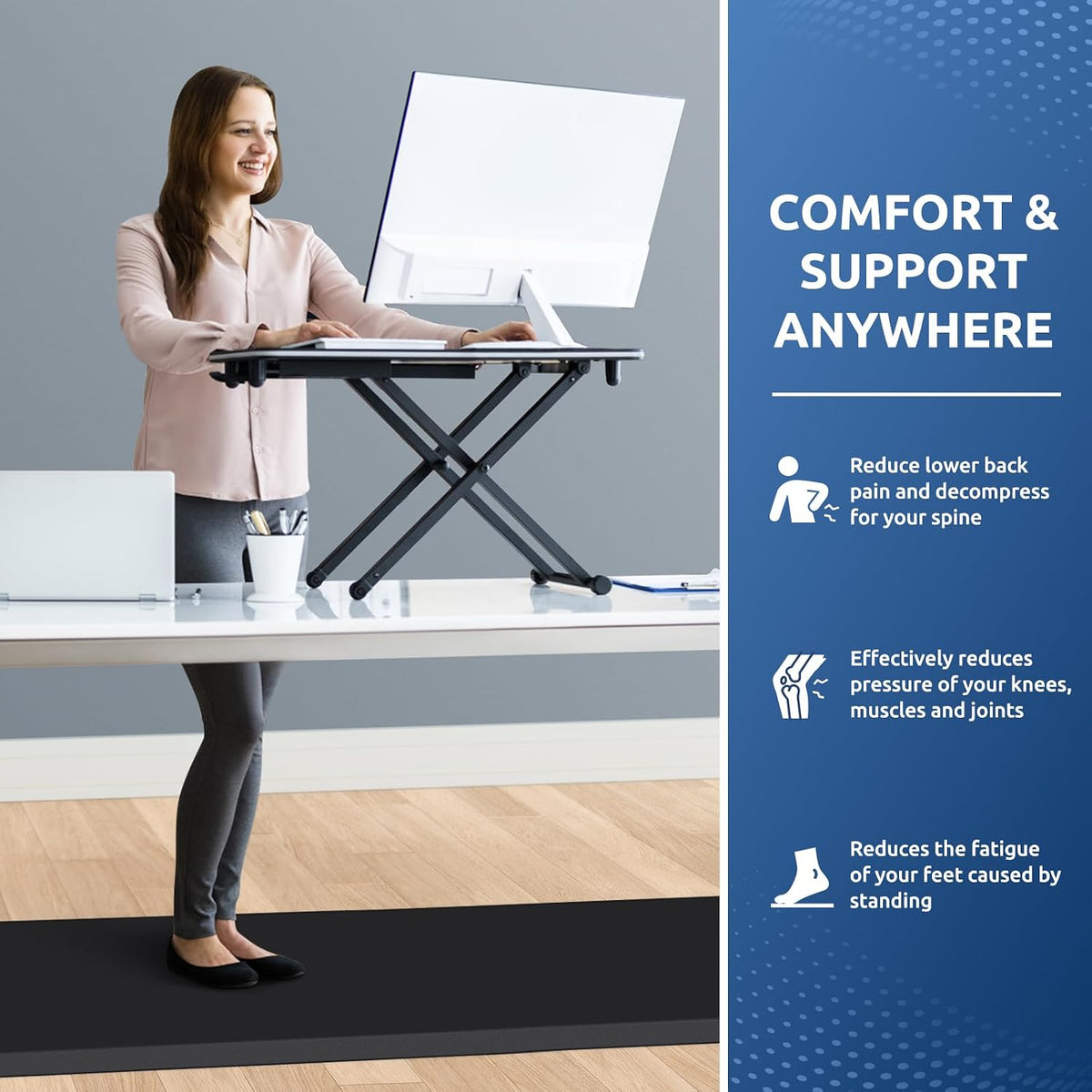 KitchenClouds Kitchen Mat Cushioned Anti Fatigue Rug 17.3"x28" Water Resistant, Non Slip, Standing and Comfort Desk/Floor Mats for House Sink Office (Black)