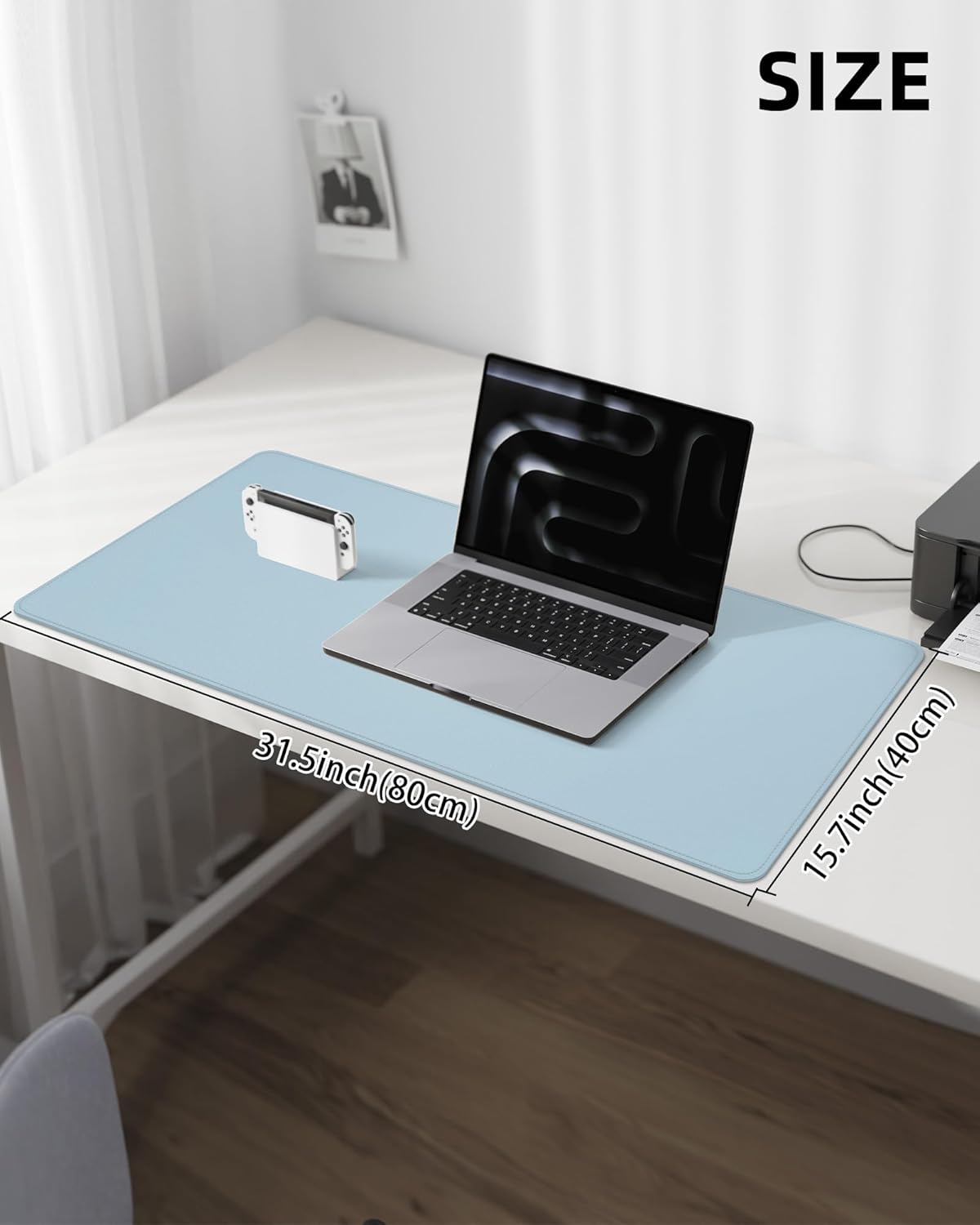 AFIING Large Desk Mat 55" x 24" - PU Leather Desk Pad Protector, Waterproof Non-Slip Extended Mouse Pad for Office Desk, Keyboard, Laptop and Home Workspace (Black)