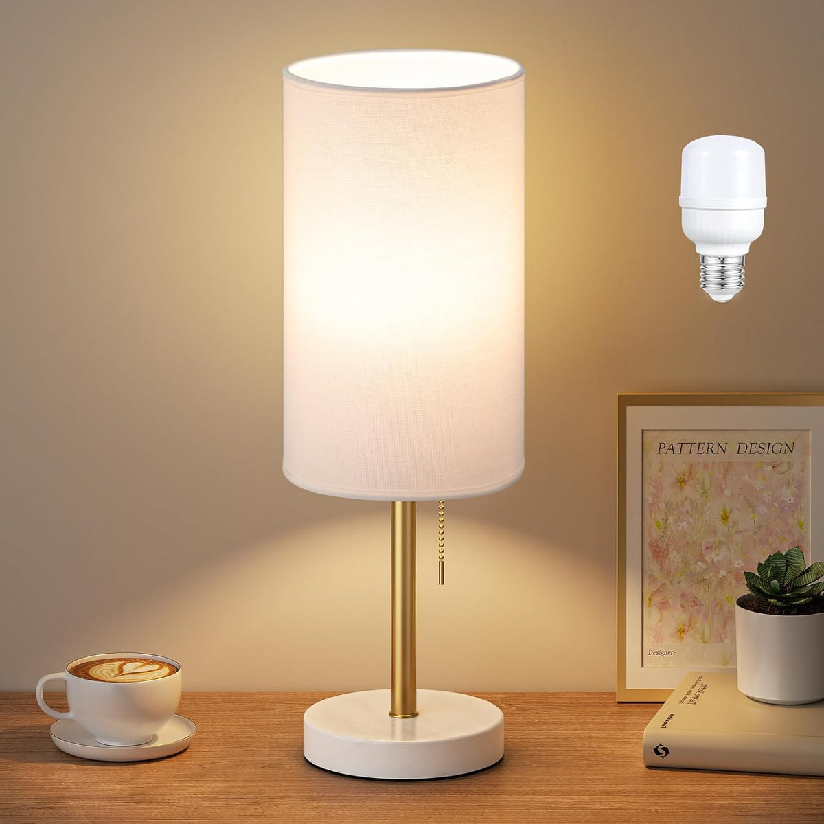 Dicoool Bedside Table Lamp for Bedroom - Small Desk Lamp with USB Ports