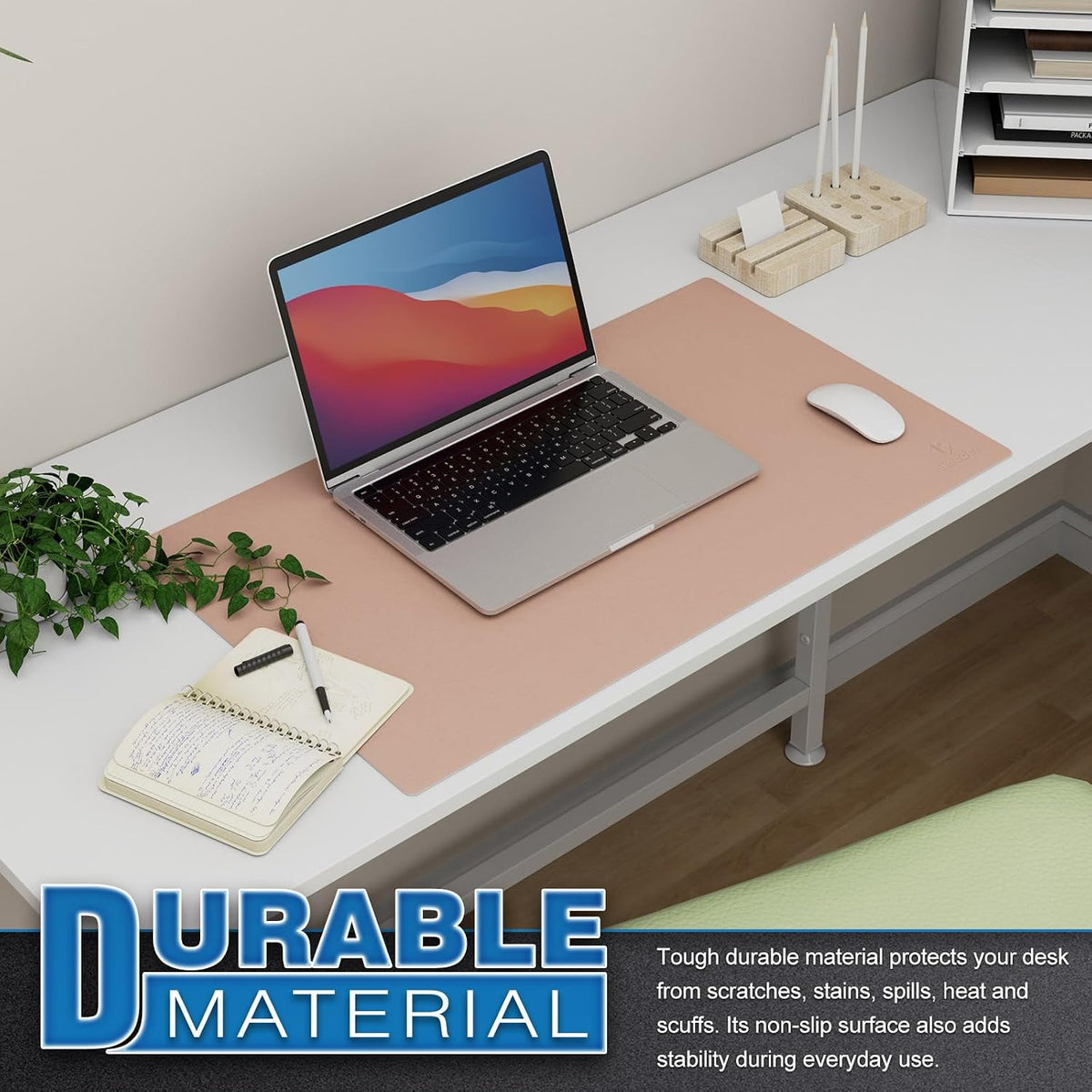 K KNODEL Large Office Leather Desk Mat, Mouse and Keyboard Pad, Computer and Laptop Mat, Desktop Protector and Cover, Writing Pad and Blotter (31.5"x15.7", Black)