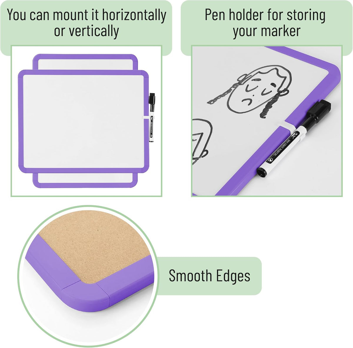 Dry Erase Board, 14” x 11”, White Frame