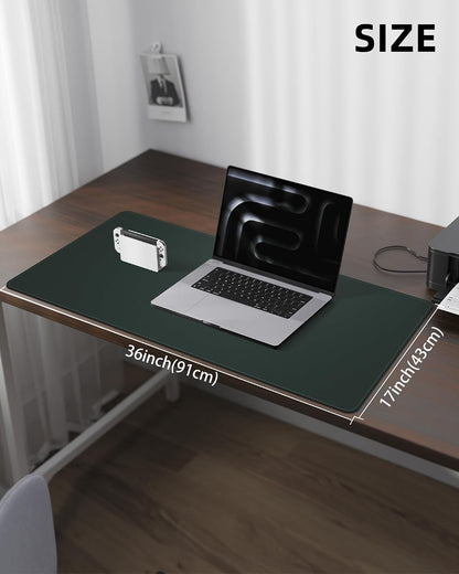 AFIING Large Desk Mat 55" x 24" - PU Leather Desk Pad Protector, Waterproof Non-Slip Extended Mouse Pad for Office Desk, Keyboard, Laptop and Home Workspace (Black)
