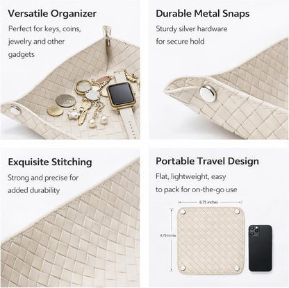 Small Valet Tray, Jewelry Tray for Rings Watches Earrings, Entryway Catchall Caddy for Coins Keys Change, Nightstand Bedside Valet Holder, Trays for Electronic Gadgets, Beige - Colors A