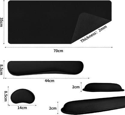 Bloss Leather Desk Pad and Keyboard Wrist Rest, Large Mouse Pad + Keyboard Pad+Mouse Wrist Support, Non-Slip Desk Mat Protector for Office, Home(31.5×15.7 Inches,Beige) - Colors B