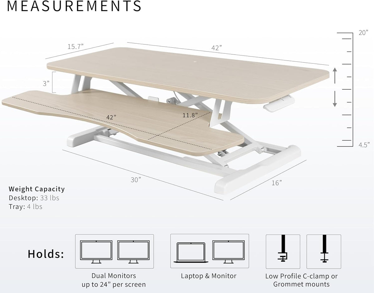 Black 32 in Standing Desk Converter, DESK-V000K