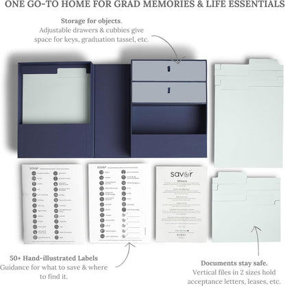 Savor | All-in-One Desk Organizer | Blue – Keep Desk, Office, and Home Organized All-in-One Storage System for Important Files, Documents, Stationery, and Office Supplies
