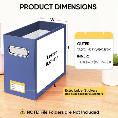 BALEINE File Organizer Box, Cardboard File Folder Organizer with Handle for Letter Size, Portable Collapsible Hanging Filing Box for Home Office Document Storage (2 Pack, Black)