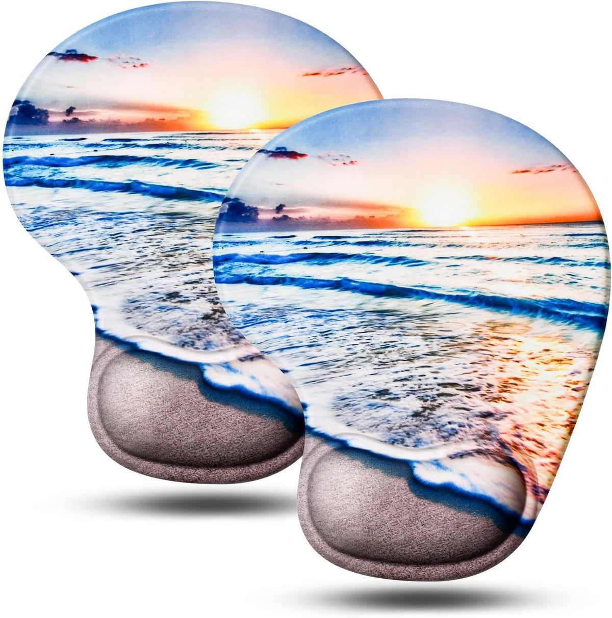 JIKIOU Mouse Pad, 2 Pack Ergonomic Mouse Pads with Comfortable Gel Wrist Rest Support and Smooth Cloth, Non-Slip PU Base for Easy Typing Pain Relief Durable and Easy to Clean Small Black