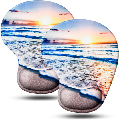 JIKIOU Mouse Pad, 2 Pack Ergonomic Mouse Pads with Comfortable Gel Wrist Rest Support and Smooth Cloth, Non-Slip PU Base for Easy Typing Pain Relief Durable and Easy to Clean Small Black