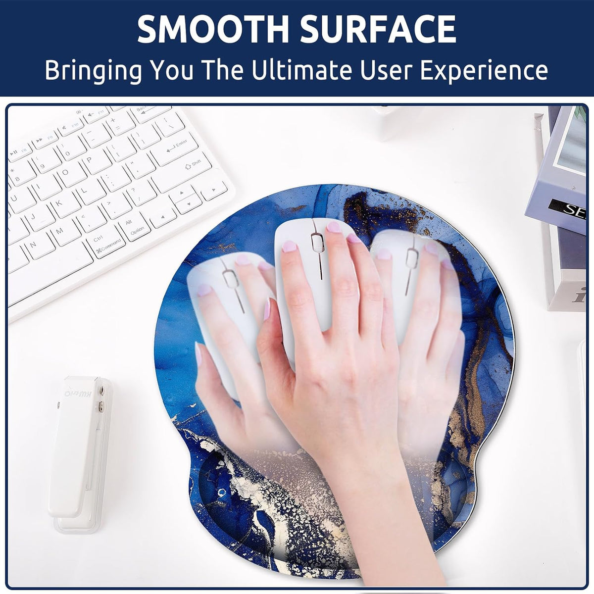 KONVINIT Ergonomic Mouse Pad with Wrist Rest, Small Mousepad with Non-Slip Rubber Base and Smooth Surface, Beach Mouse Pads for Desk, Office Desk Accessories